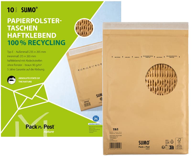 Mailmedia Papierpolster-Versandtasche Sumo, Typ G, Braun