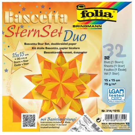 Folia Faltblätter Bascetta-Stern, 150 X 150 Mm, Gelb/Orange