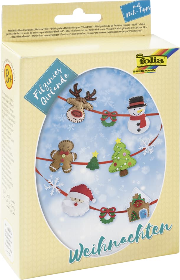 Folia Mini Filz-Nähset , Filzinies, Girlande Weihnachten