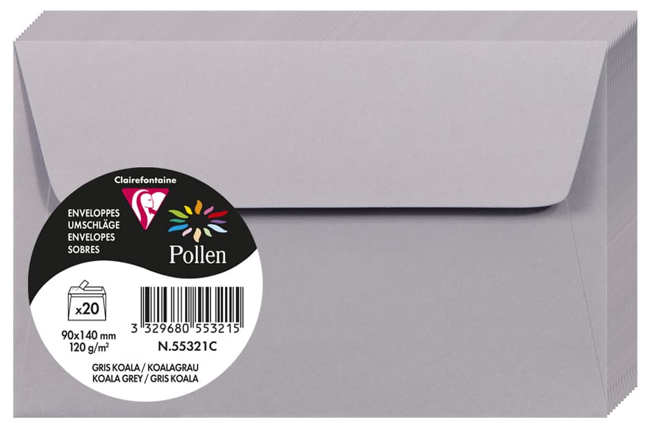 Pollen By Clairefontaine Briefumschlag 90x140 Mm, Koalagrau