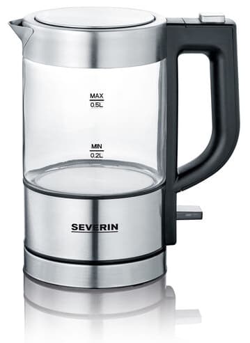Severin Mini-Wasserkocher Wk 3472, 0,5 Liter, Glas/Edelstahl