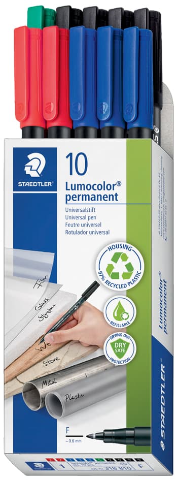 Staedtler Lumocolor Permanent-Marker 318f, 10er Schachtel