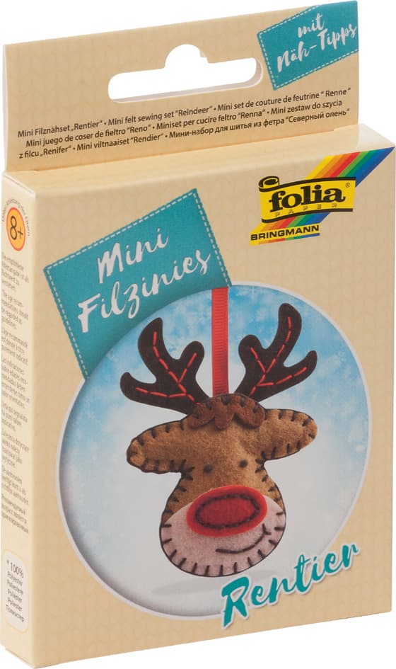 Folia Mini Filz-Nähset , Filzinies, , 11-Teilig, Rentier