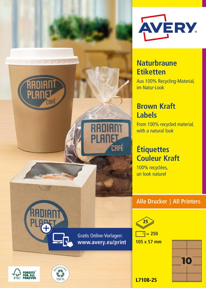 Avery Zweckform Naturbraune Etiketten, 210 X 297 Mm