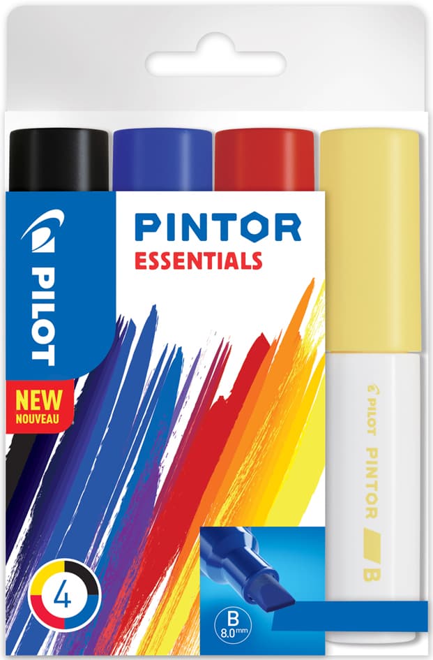 Pilot Pigmentmarker Pintor, Broad, 4er Set , Essentials,