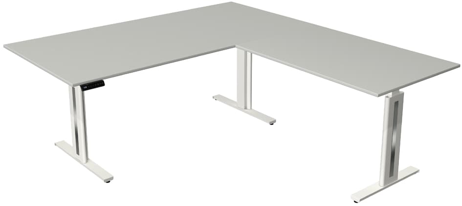 Kerkmann Sitz-Steh-Schreibtisch Move 3 Fresh Mit Anbau, Grau