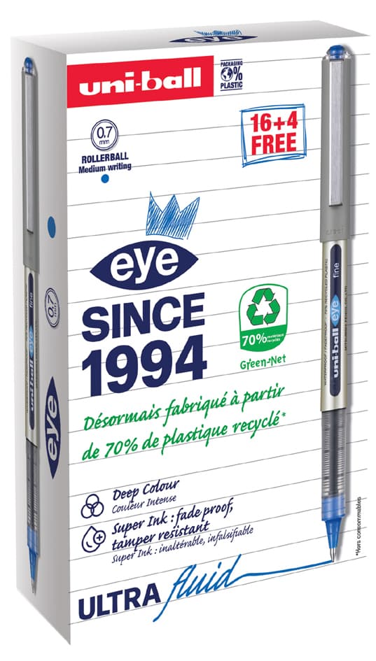 Uni-Ball Tintenroller Eye Fine Ub157e, Value Pack, Blau