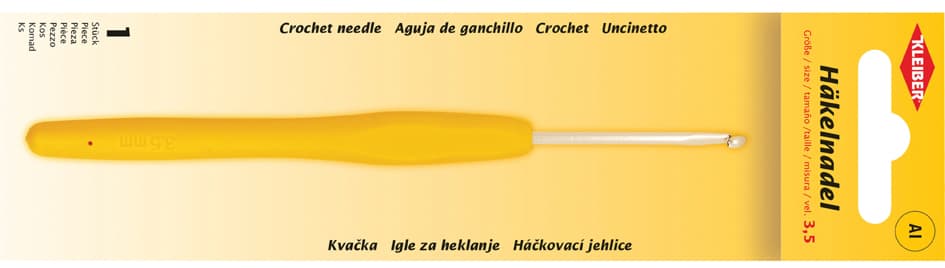 Kleiber Häkelnadel, Größe 3,5, Kunststoffgriff, Gelb