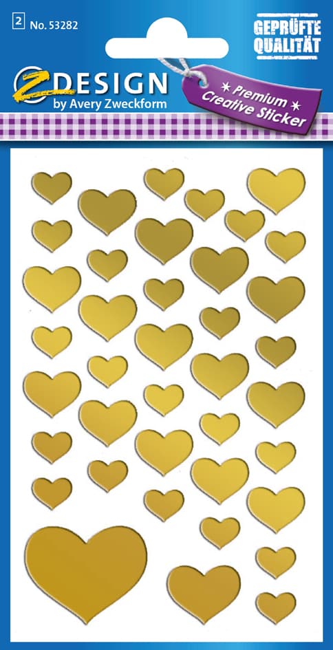 Avery Zweckform Zdesign Creative Sticker , Herzen, , Gold