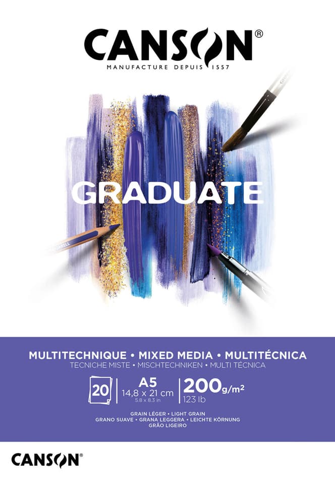 Canson Studienblock Graduate Mixed Media, Weiß, Din A3