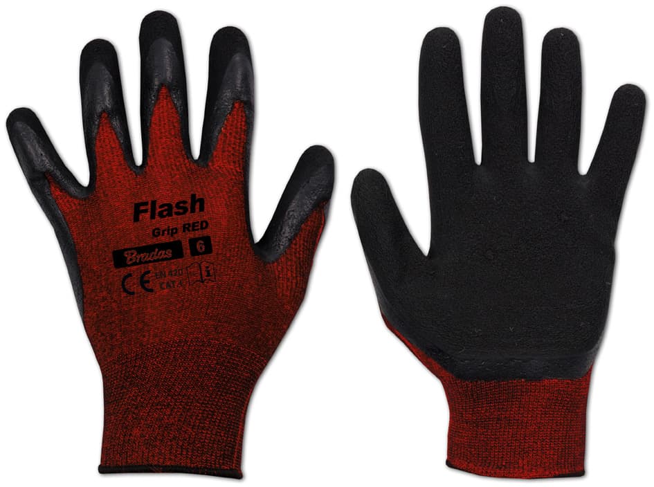 Bradas Arbeitshandschuh Flash Grip Red, Schwarz/Rot, S