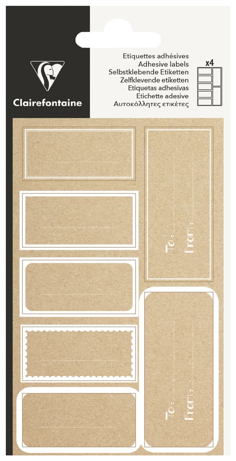 Clairefontaine Geschenke-Sticker , Rechteck Kraft, , Weiß