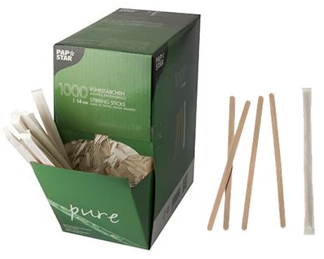 Papstar Holz-Rührstäbchen , Pure, , Länge: 140 Mm