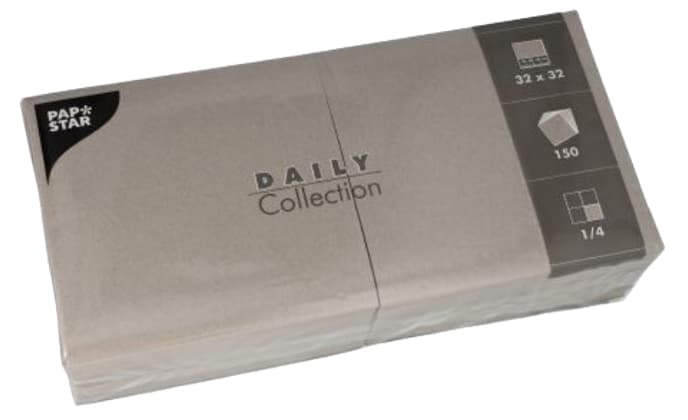 Papstar Lunch-Servietten, 320 X 320 Mm, 3-Lagig, Grau
