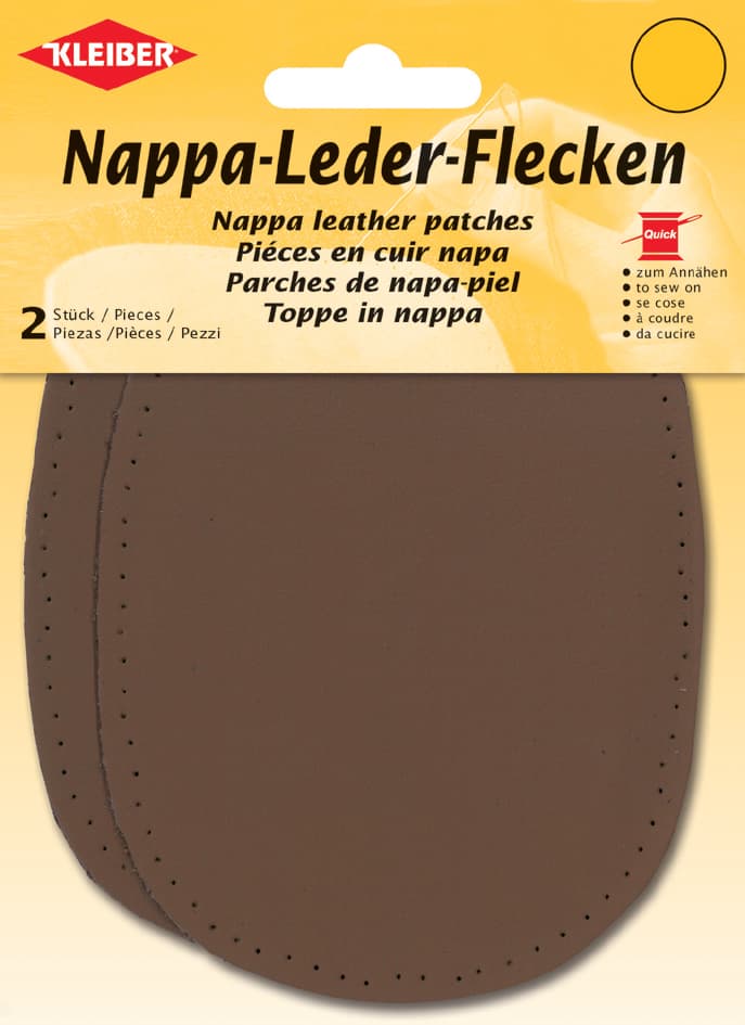 Kleiber Nappa-Lederflecken Oval, 100 X 125 Mm, Dunkelbraun