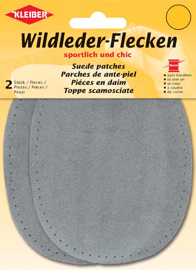 Kleiber Wildleder-Aufnähflecken, 100 X 125 Mm, Grau
