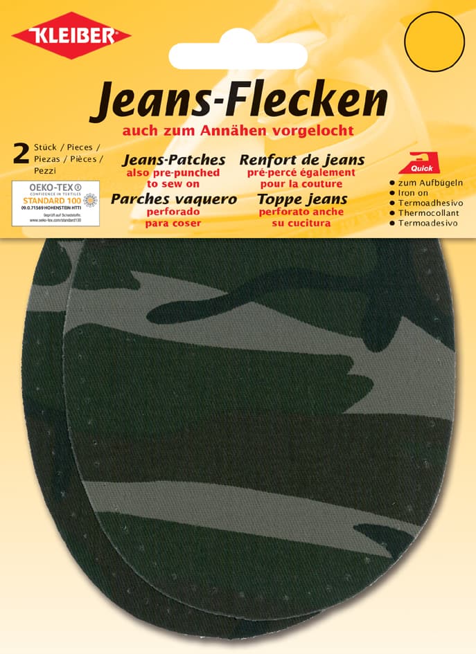 Kleiber Jeans-Bügelflecken Oval, 130 X 100 Mm, Military