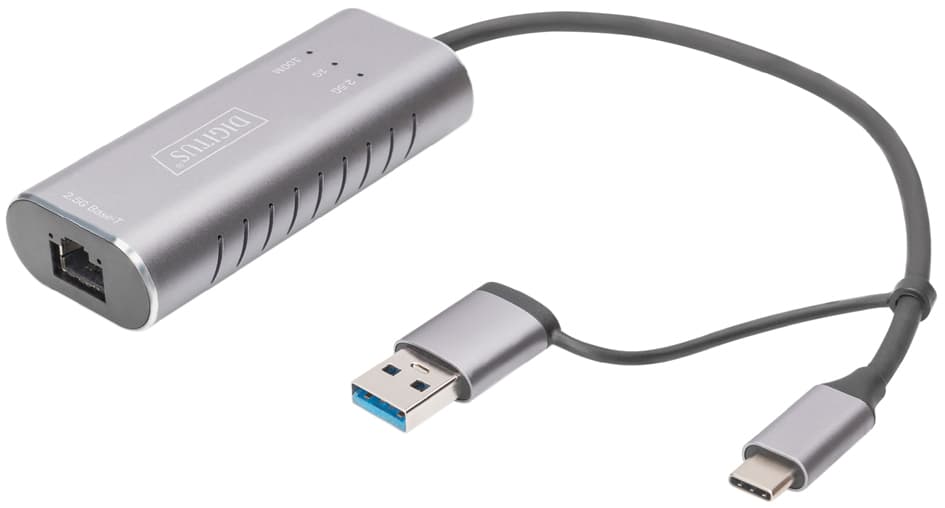 Digitus Usb Type-C Gigabit Ethernet Adapter, Usb-C + Usb A