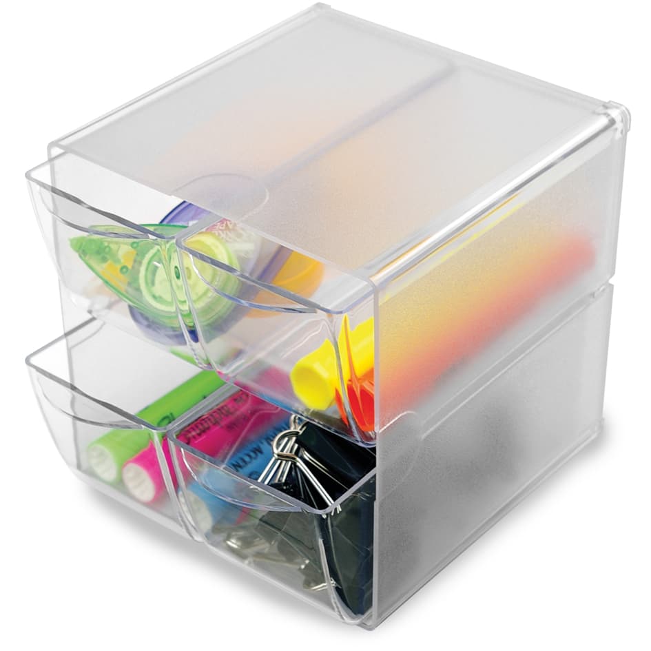 Deflecto Organisationsbox Cube, 4 Schubladen, Glasklar