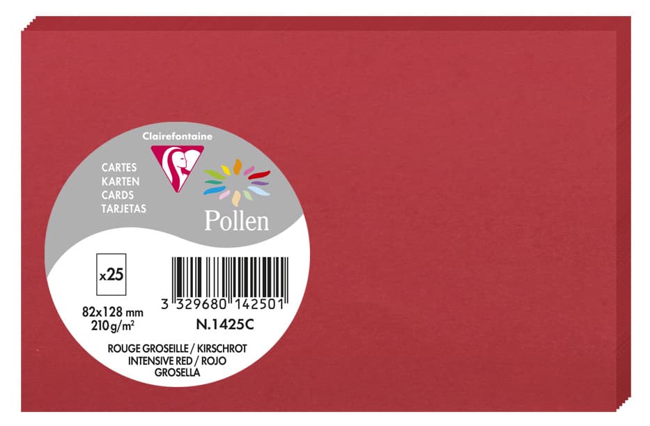 Pollen By Clairefontaine Briefkarte 82 X 128 Mm, Kirschrot