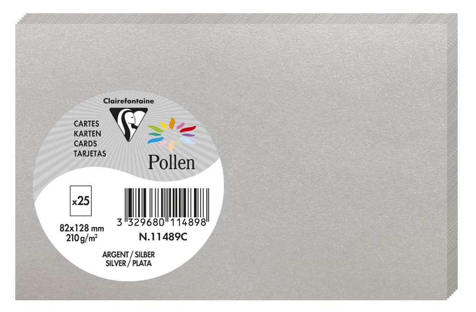 Pollen By Clairefontaine Briefkarte 82 X 128 Mm, Silber
