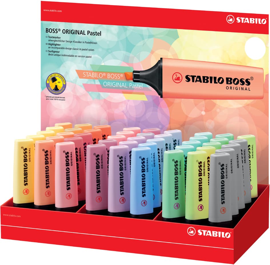 Stabilo Textmarker Boss Original Pastel, 45er Display