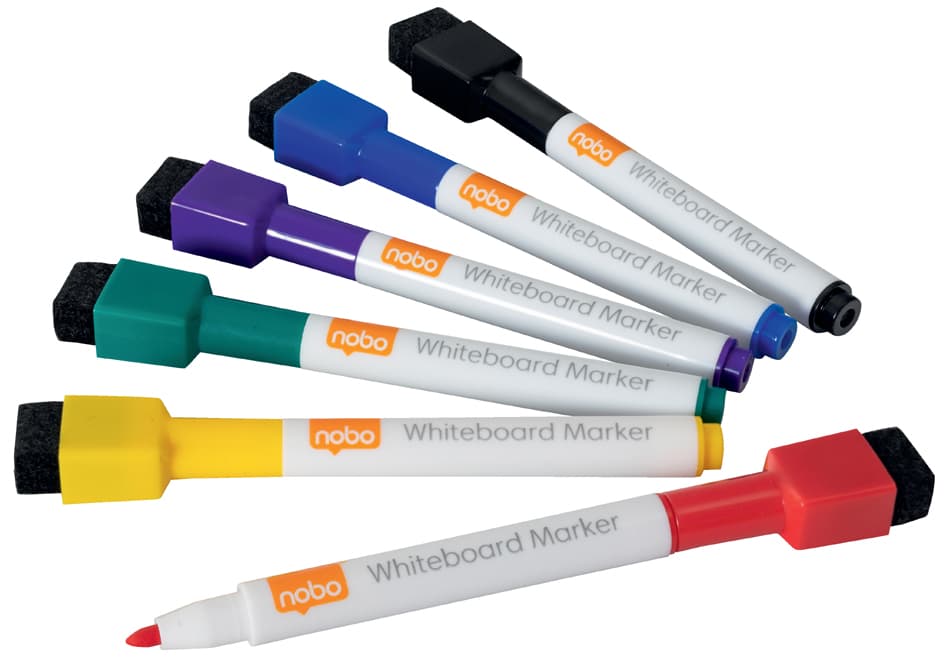 Nobo Whiteboard-Marker, Magnethaftend, Rundspitze, 6er Etui