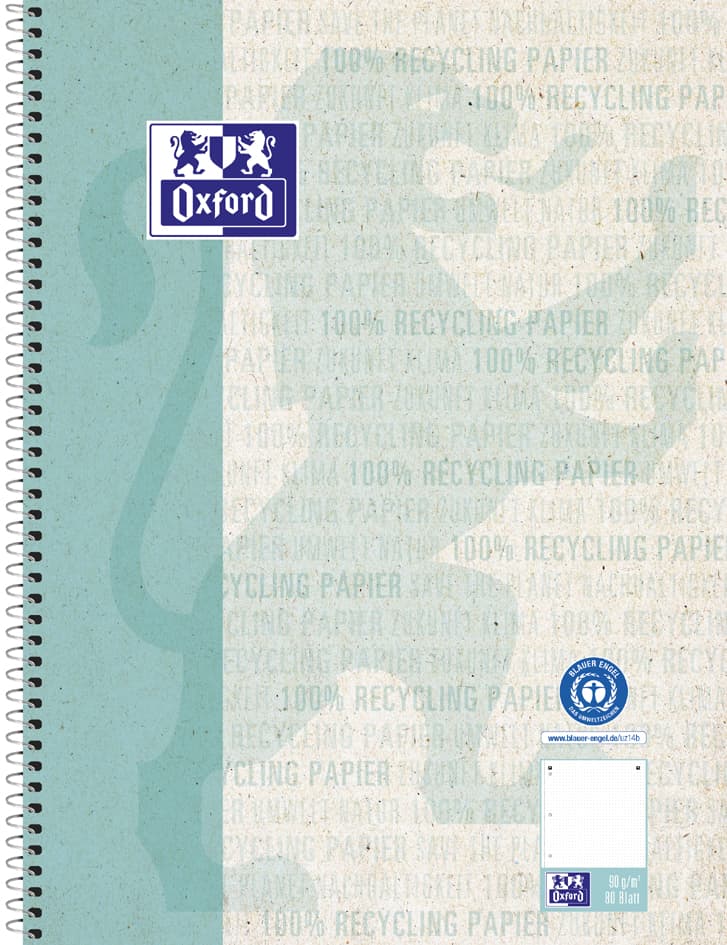 Oxford Collegeblock , Recycling, , Din A4+, 80 Blatt, Dotted