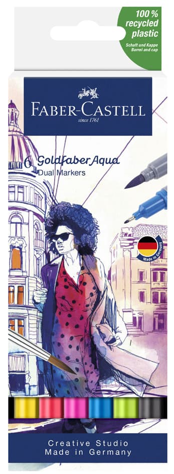 Faber-Castell Aquarellmarker Goldfaber, 6er Etui