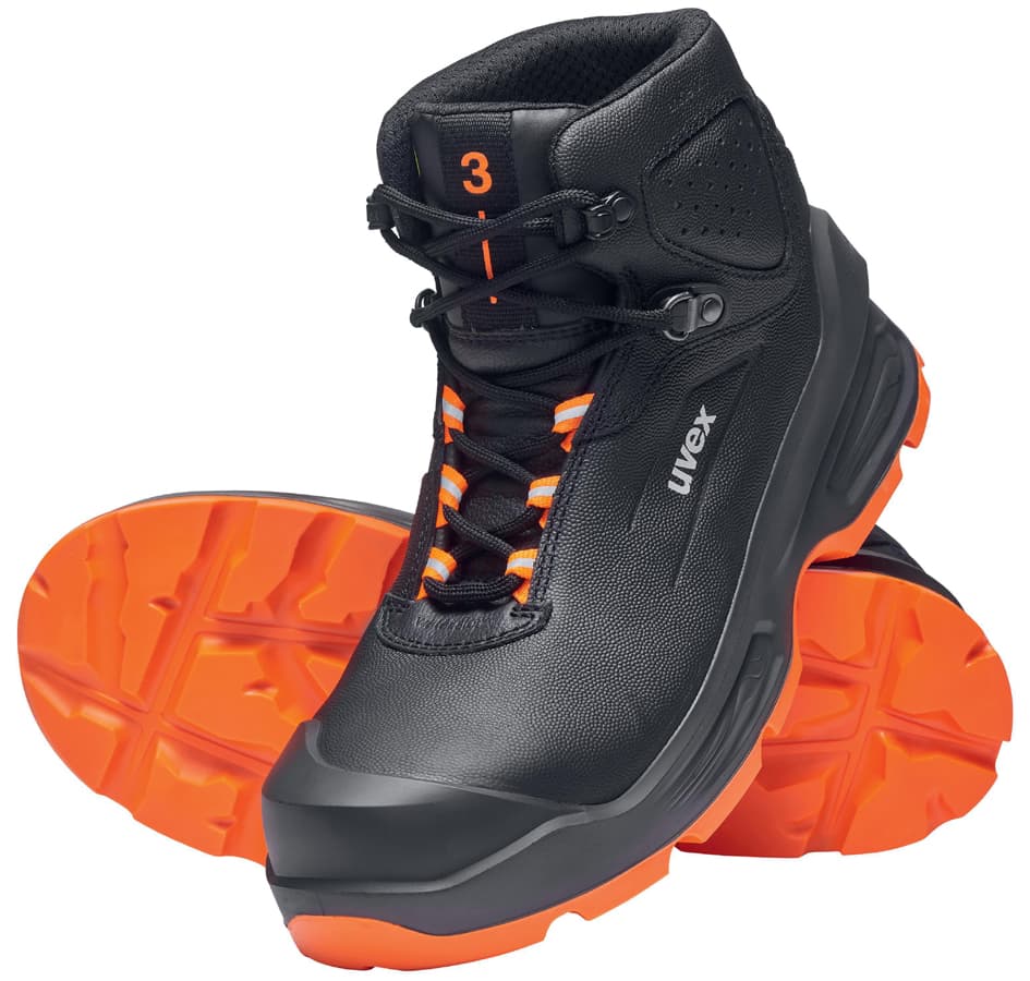 Uvex 3 Schnürstiefel S3, Schwarz/Orange, Gr. 39