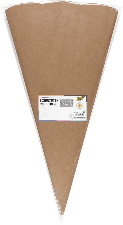 Folia Kraftkarton-Schultüten-Zuschnitt, 6-Eckig, Naturbraun