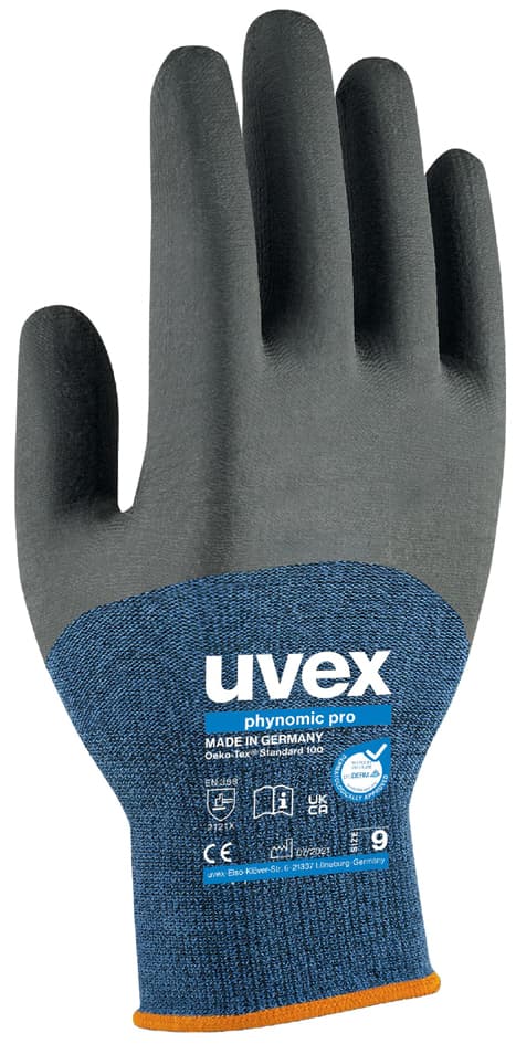 Uvex Arbeitshandschuh Phynomic Pro, Blau/Anthrazit, Größe 12