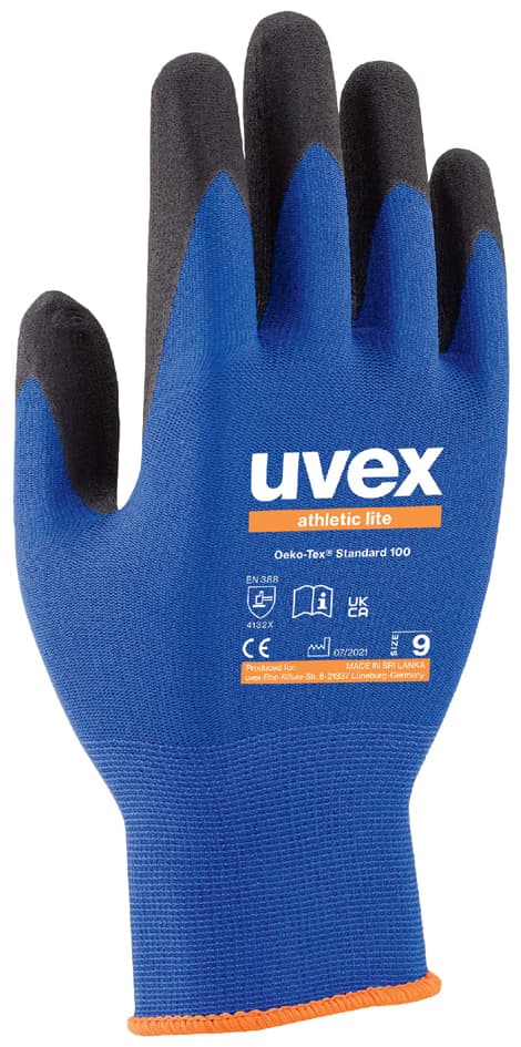 Uvex Arbeitshandschuh Athletic Lite, Blau/Anthrazit, Gr. 6