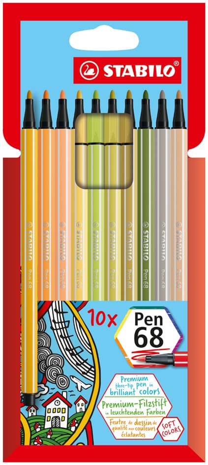 Stabilo Fasermaler Pen 68, 10er Kartonetui