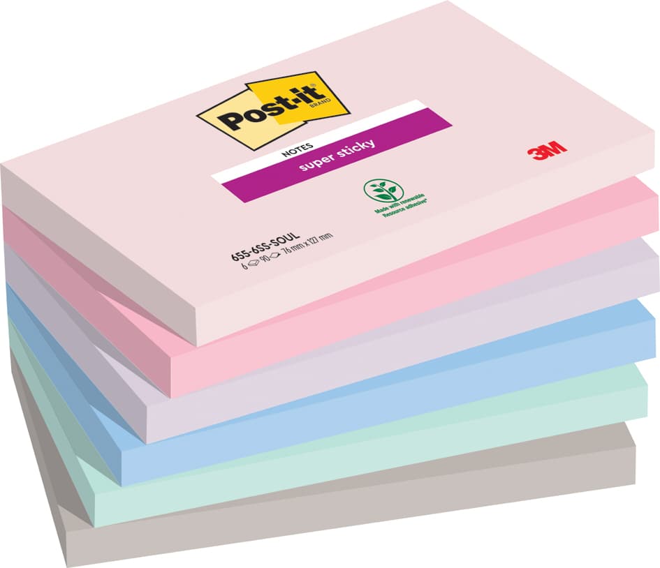 Post-It Haftnotizen Super Sticky Notes, 127 X 76 Mm, Soulful
