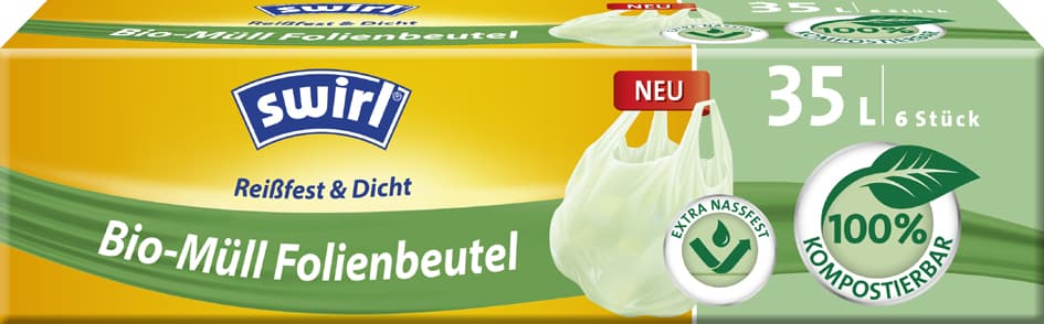 Swirl Bio-Mülleimerbeutel, Kompostierbar, Grün, 35 Liter