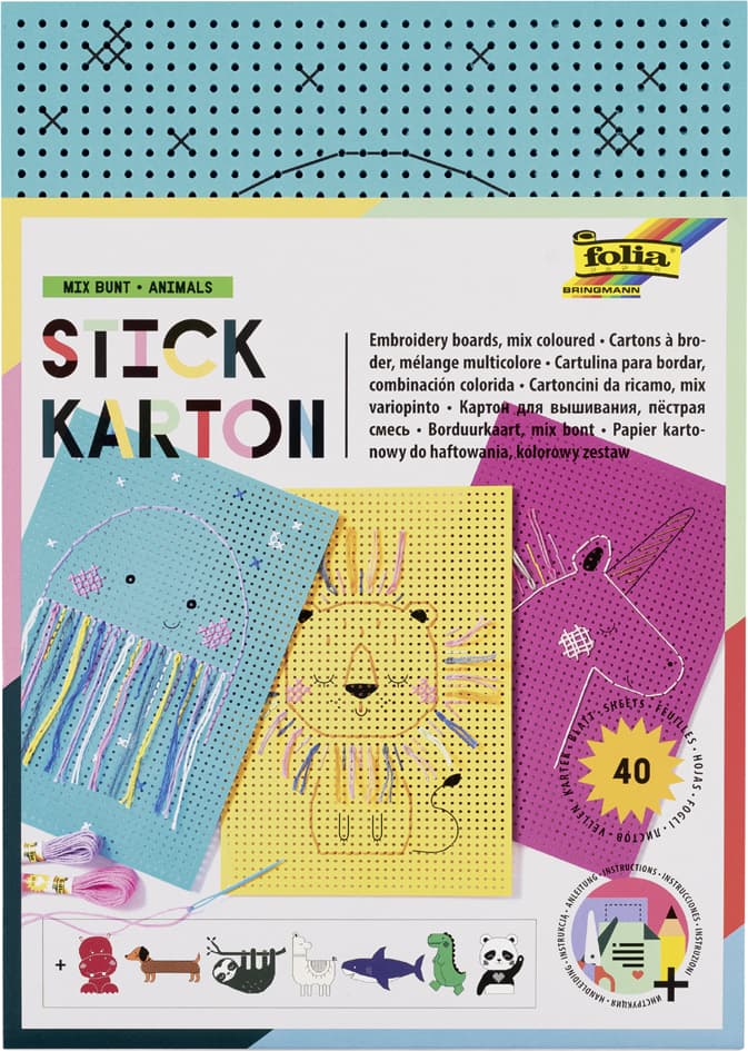 Folia Stickkarton , Animals, , 175 X 245 Mm, Bunt Bedruckt