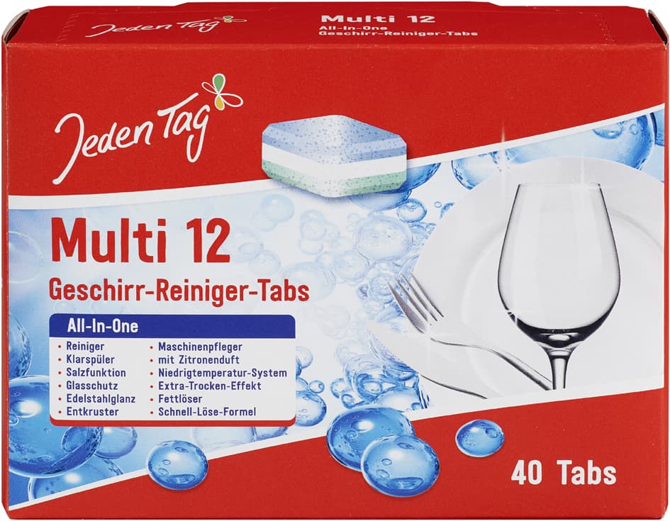 Jeden Tag Spülmaschinentabs Multi 12, 40 Tabs À 20 G, Karton