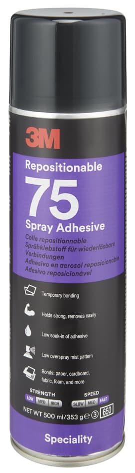 3m Sprühkleber Repositionable 75, Wiederlösbar, Klar, 500ml