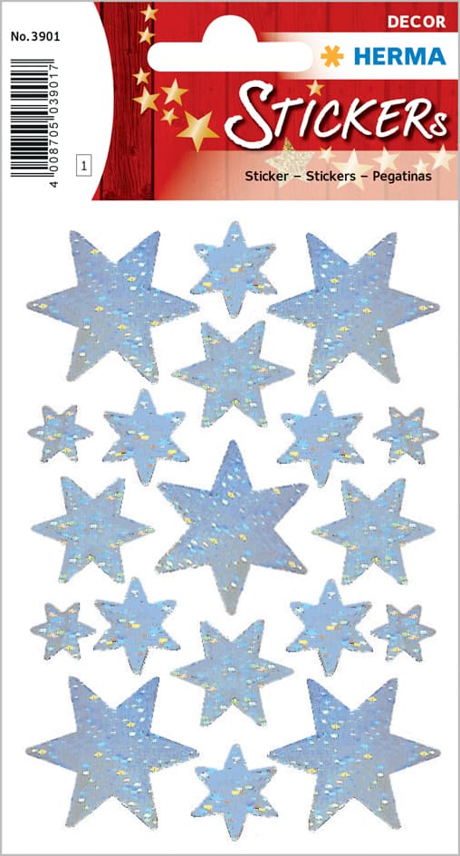 Herma Weihnachts-Sticker Decor , Sterne, , Silber, Holografie