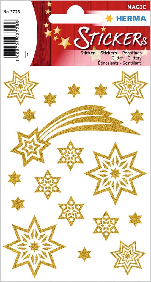 Herma Weihnachts-Sticker Magic , Sterne & Schweif, , Glittery