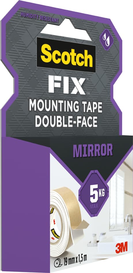 3m Scotch-Fix Spiegel-Montageklebeband, 19 Mm X 1,5 M, Weiß