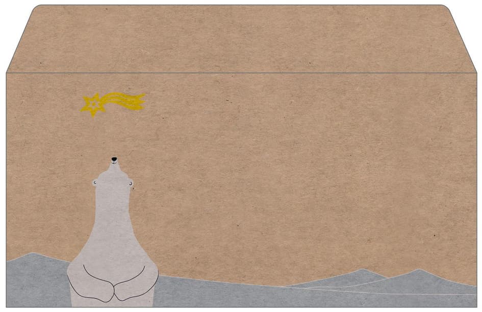 Sigel Weihnachts-Umschlag , Polar Bear With Shooting Star,