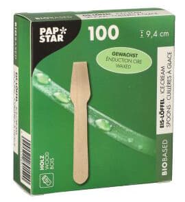Papstar Holz-Eislöffel , Pure, , Gewachst, Länge: 94 Mm