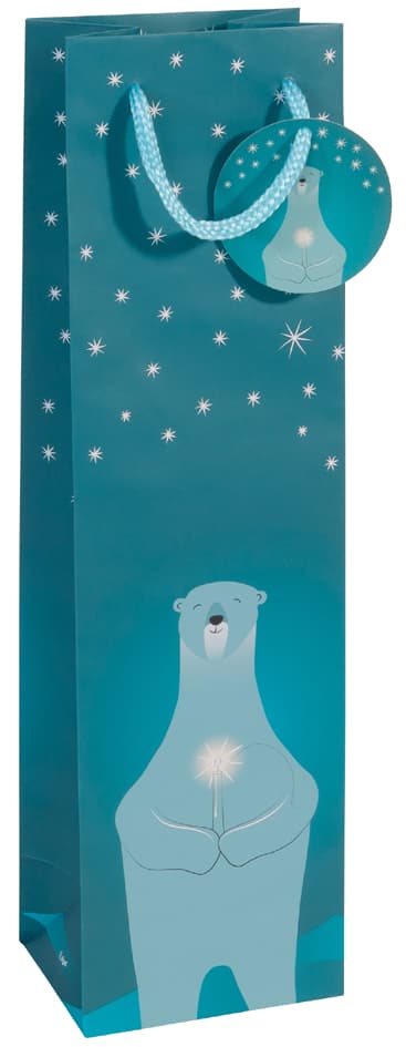 Sigel Weihnachts-Flaschentüte , Polar Bear With Candle,