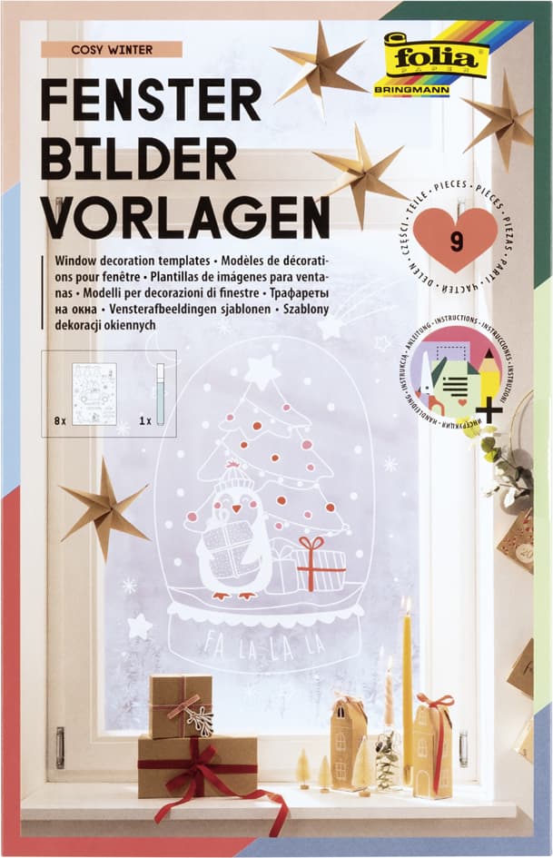 Folia Fensterbilder-Vorlagen , Cosy Winter, , Inkl. Kreide