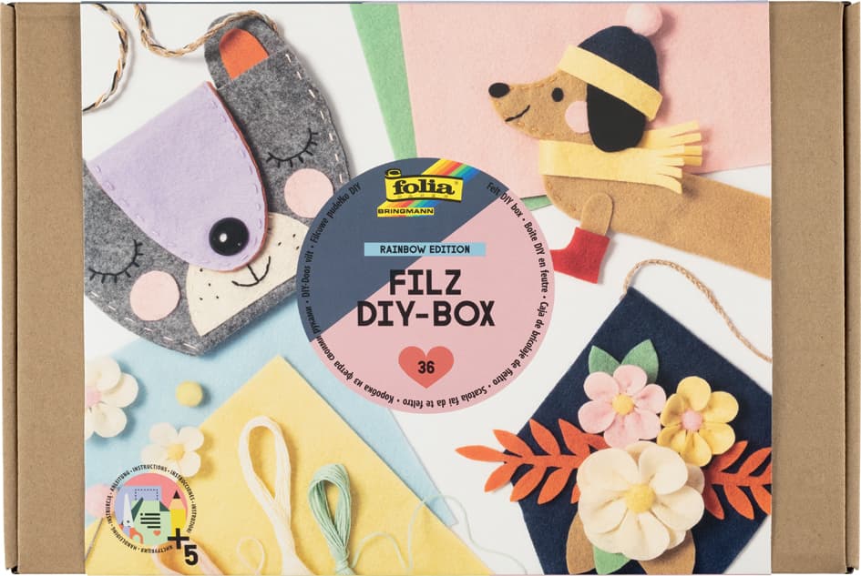 Folia Filz Diy-Box Rainbow Edition, 36-Teilig