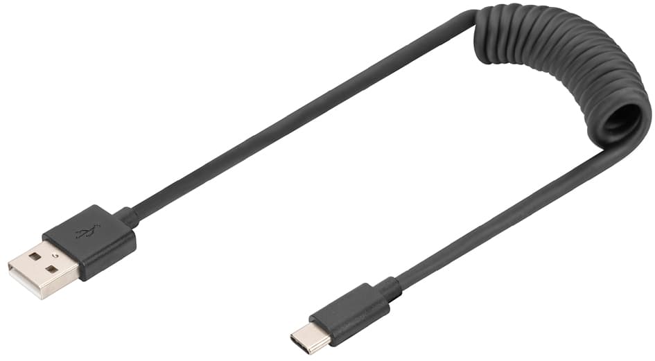 Digitus Usb 2.0 Spiralkabel, Usb-A - Usb-C Stecker, 1,0 M
