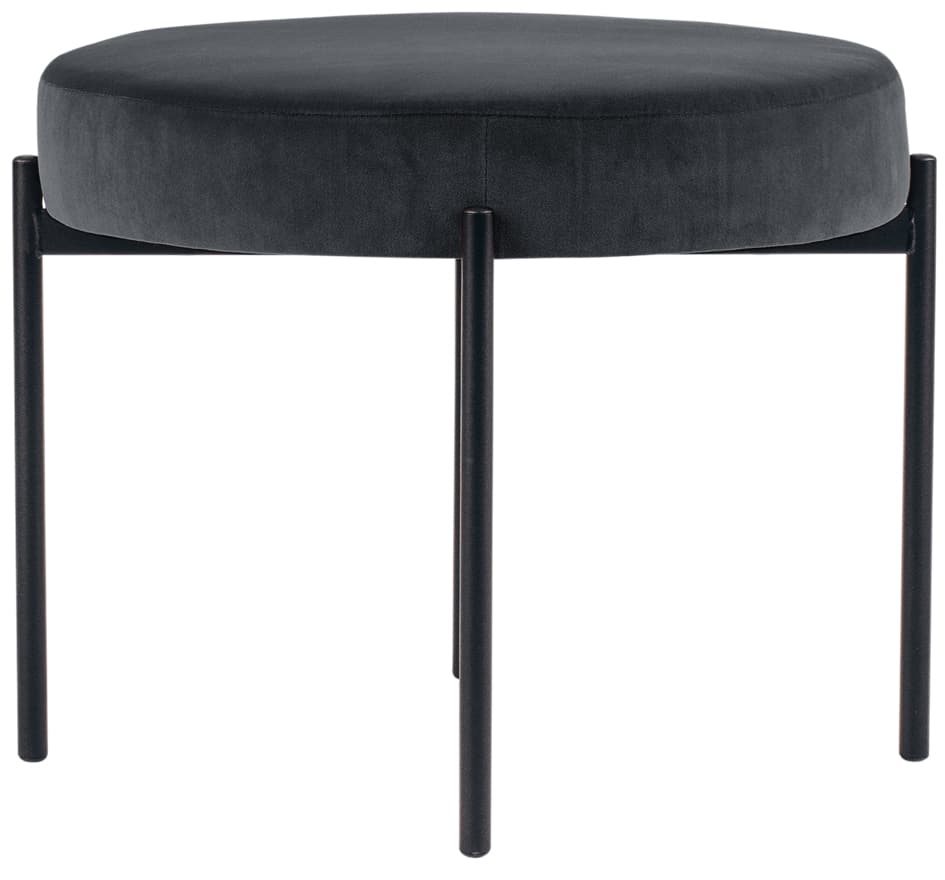 Paperflow Hocker Gaia, Rund, Samtbezug, Anthrazit