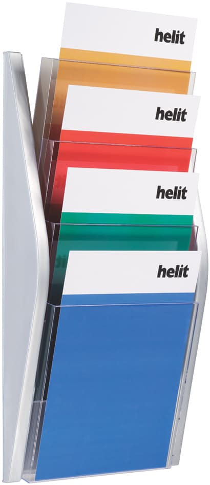 Helit 4er Wand-Prospekthalter , The Arc, , Din A4 Hoch, Silber